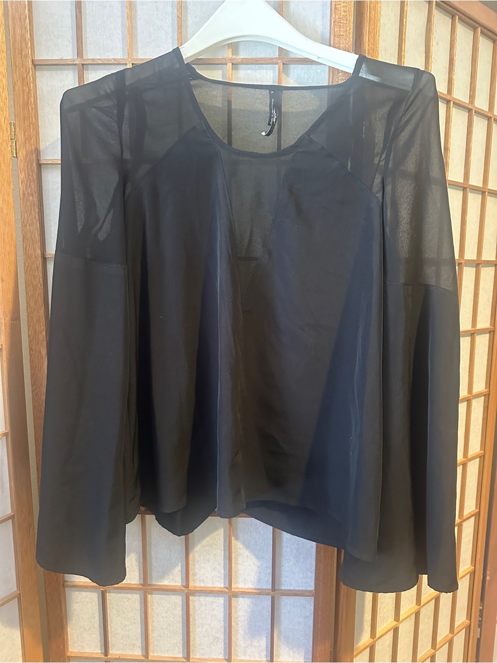 Nasty Gal Sheer detail long sleeve blouse